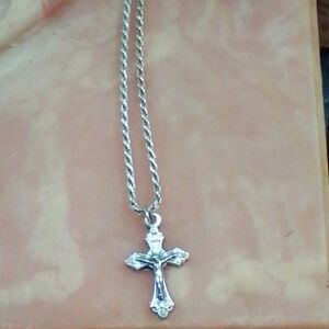 Elegant Sterling Silver Cross Pendant Necklace